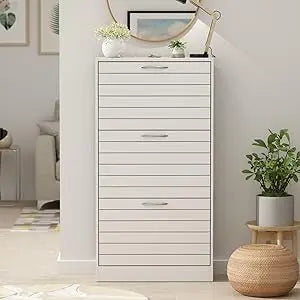 Modern Shoe Cabinet with 3 Flip Drawers, Freestanding Shoe Storage Cabinet,