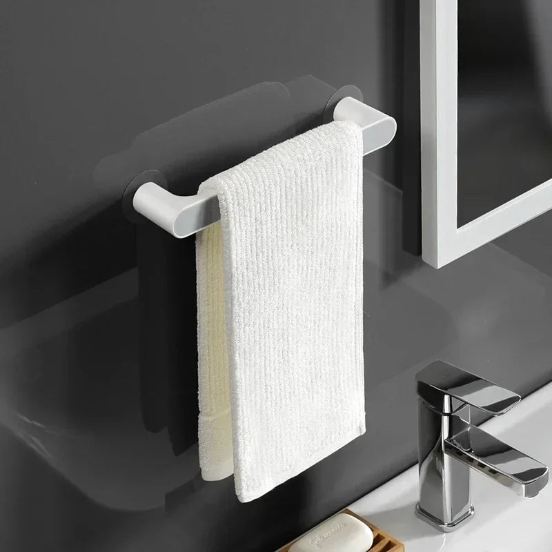 Self-adhesive Towel Holder Rack Wall Mounted Towel Hanger Bathroom Organizer  Kitchen