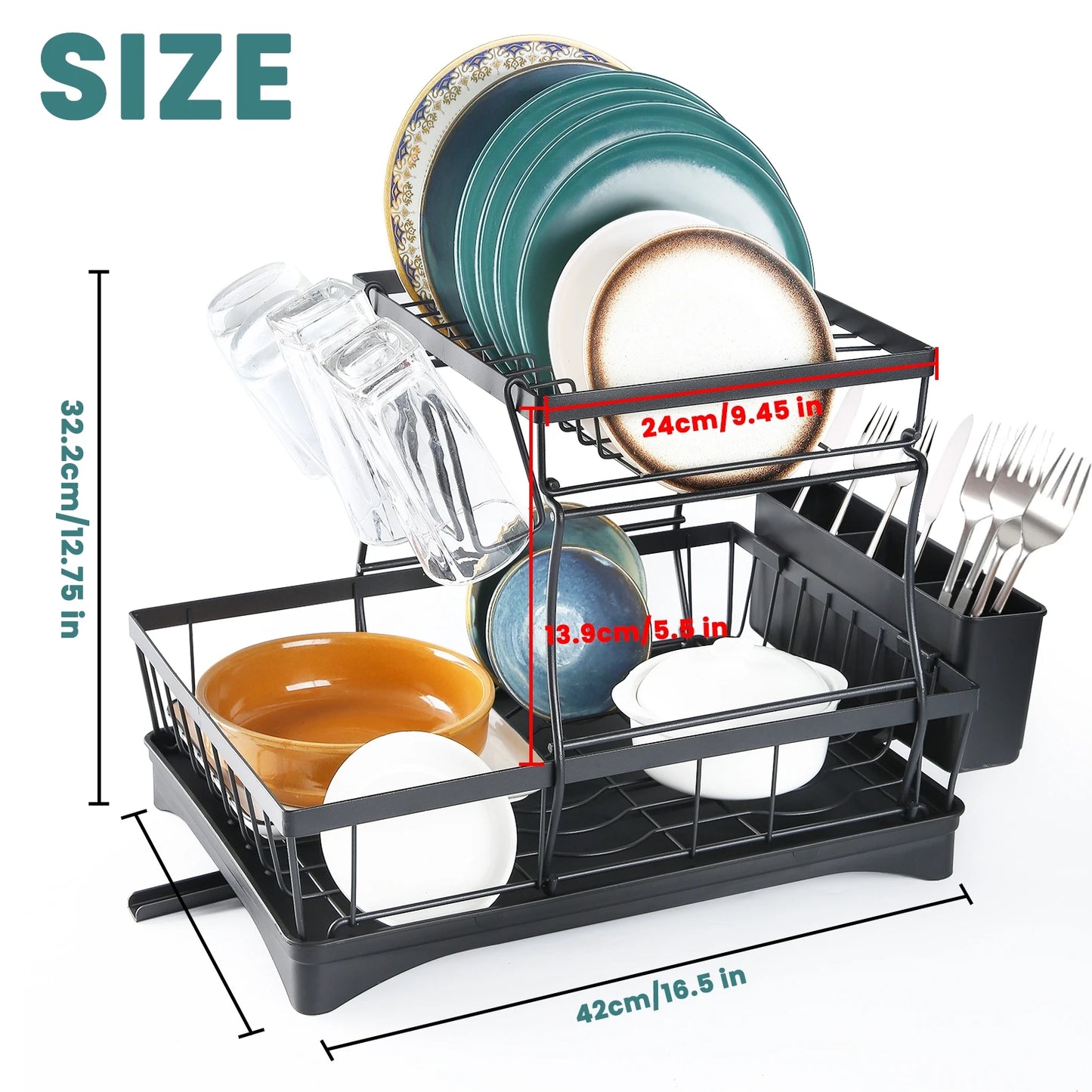 Large 2-tier dish drying rack/ kitchen draining rack