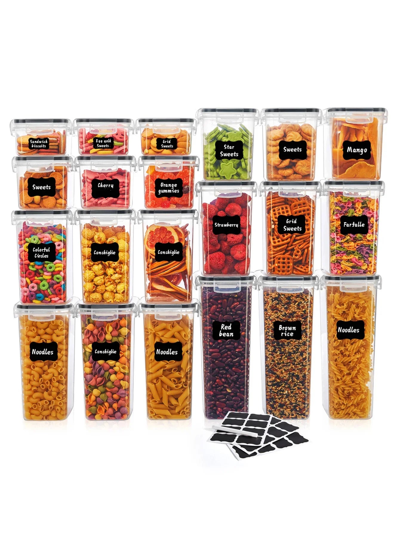 6pcs storage and organization labeled and marked airtight food storage containers