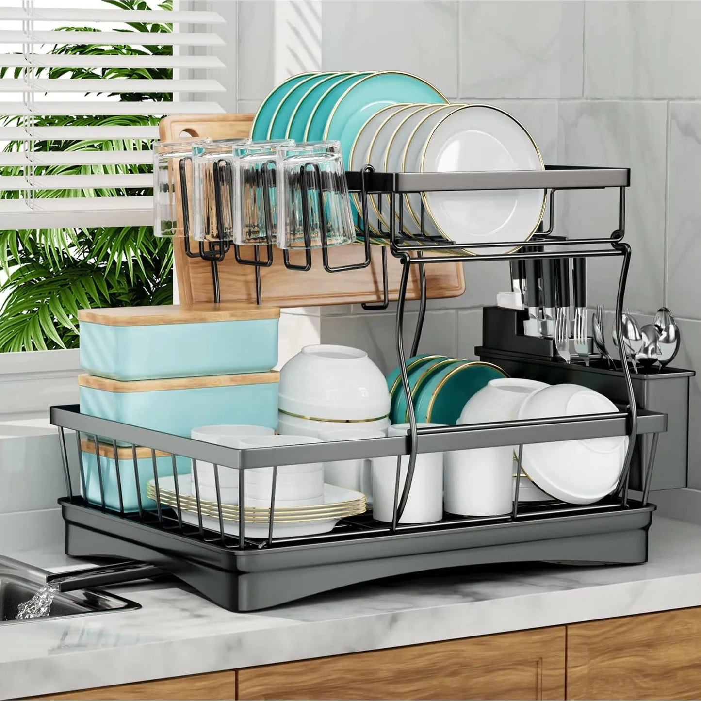 Large 2-tier dish drying rack/ kitchen draining rack