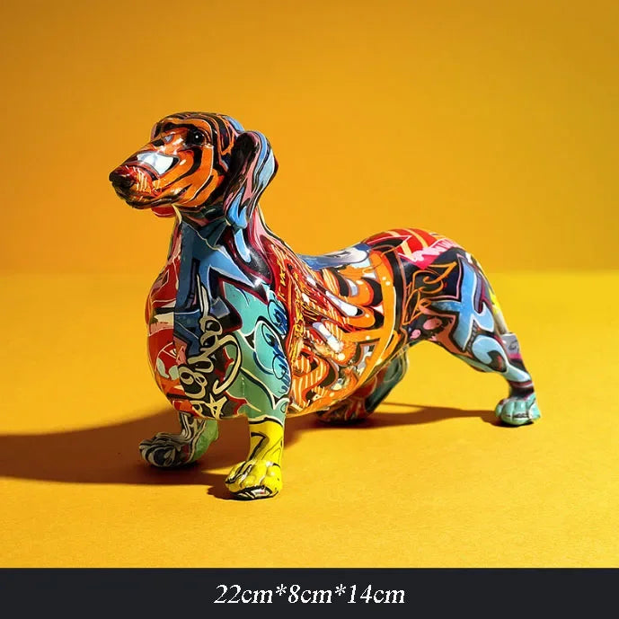 Home Modern Painted Colorful Dachshund Dog Decoration