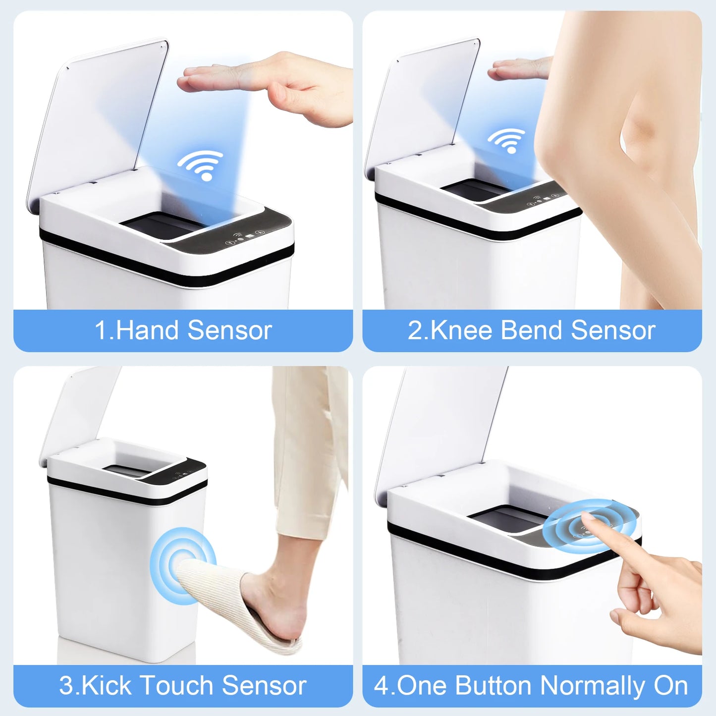 2 Pack 12L Bathroom Automatic Trash Cans Touchless Motion Sensor Slim with Lid