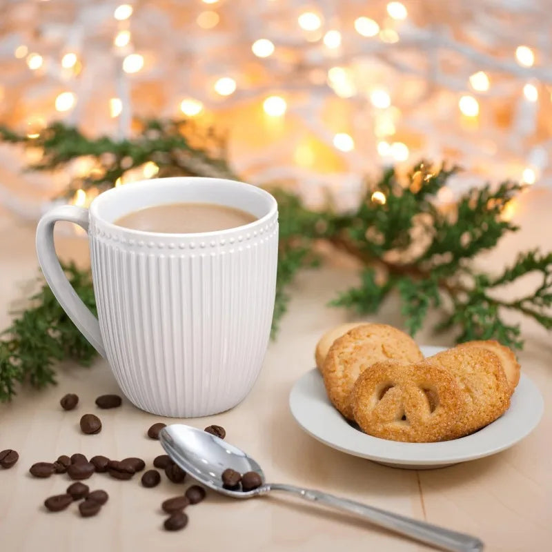 Set of 6, White , Porcelain, Easy to Grip Mug Sets