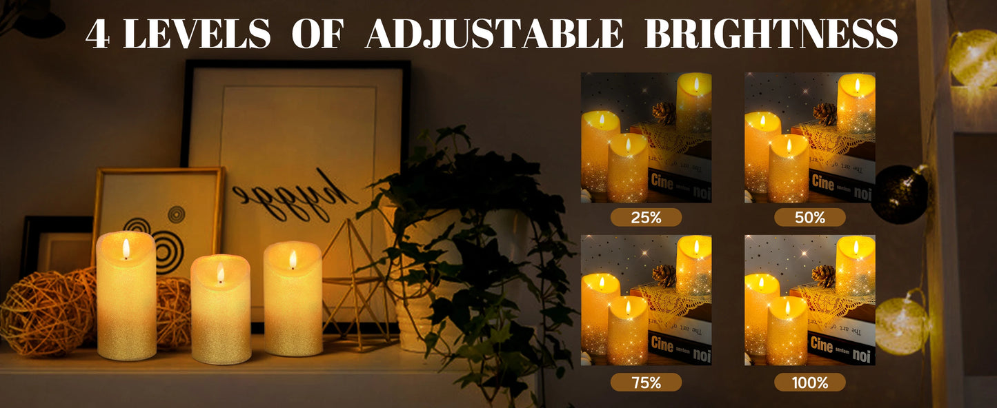 3pcs Pack LED Rechargeable Flameless Taper Candle Battery Operated