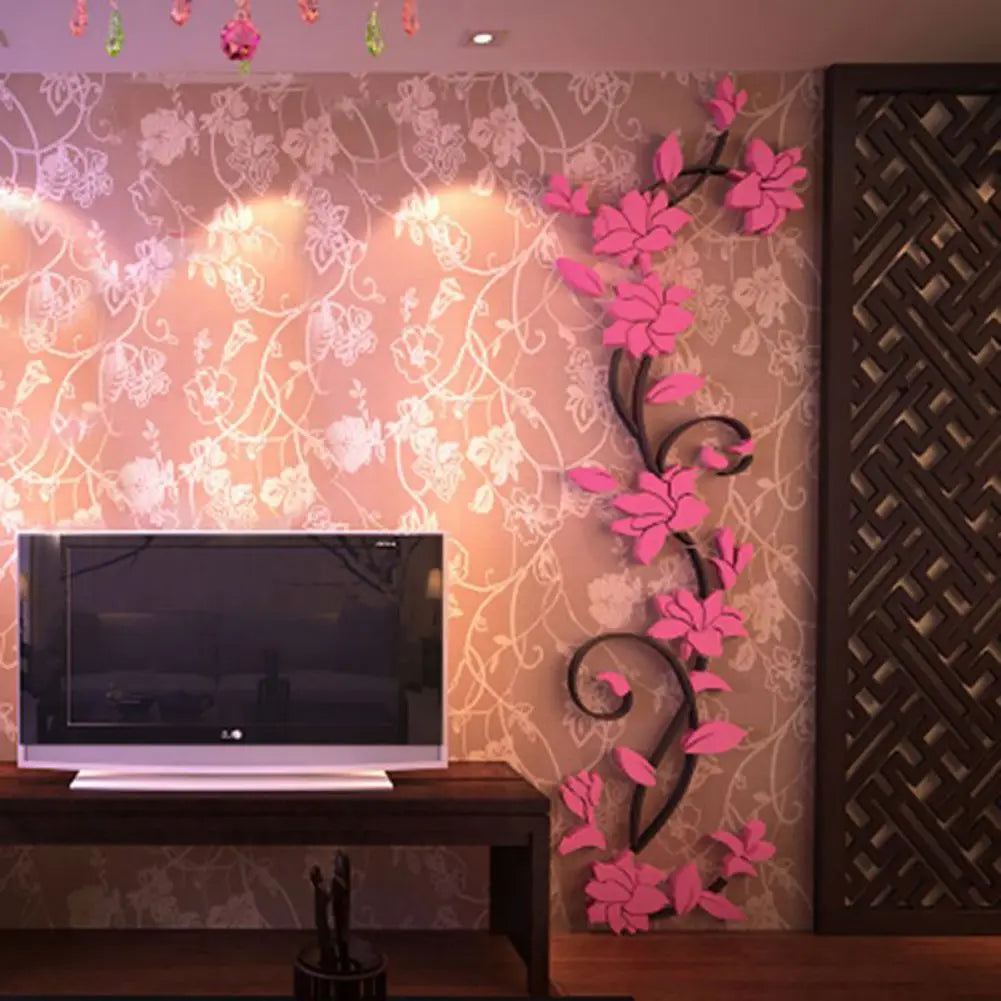 3D Wall Stickers DIY Removable Art Vinyl Vase Flower Tree Decal Mural