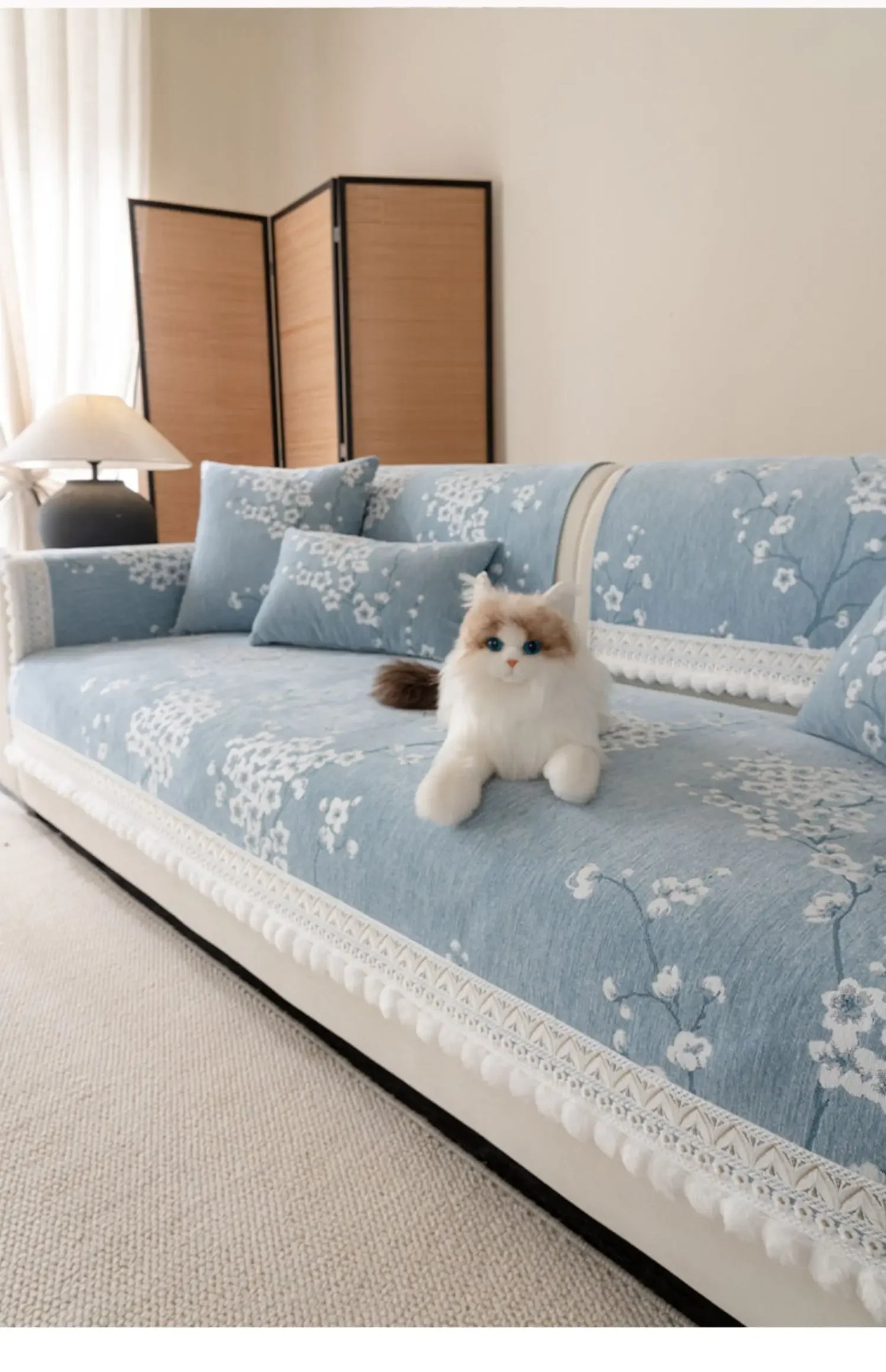 Chenille Flowers Sofa Cover All Season Non-slip Couch Protector