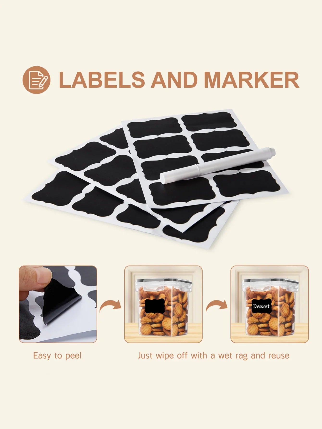 6pcs storage and organization labeled and marked airtight food storage containers