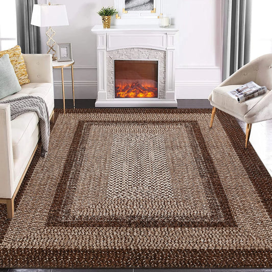 Washable Area Rugs Large Rugs for Living Room Modern Braided Print Non Slip
