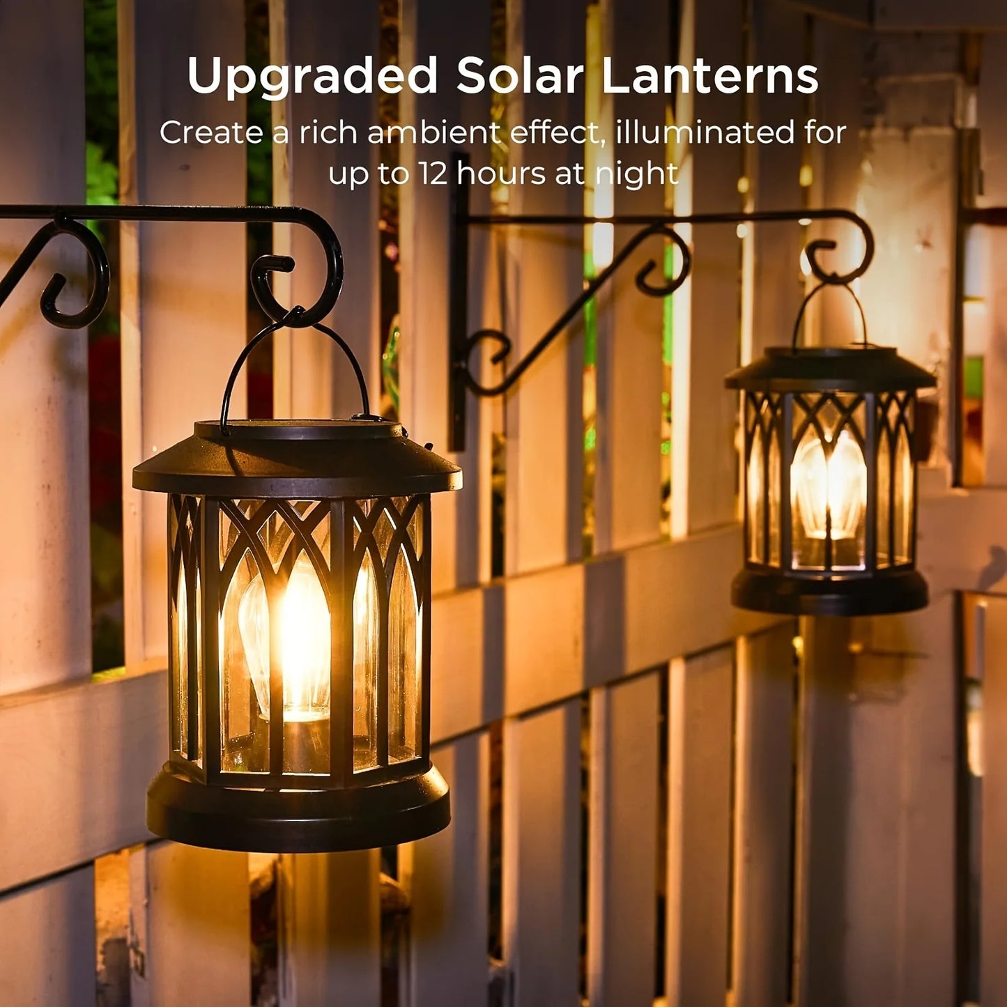2 Pack Upgraded Bright Solar Lantern Lights Outdoor  (Warm Light)