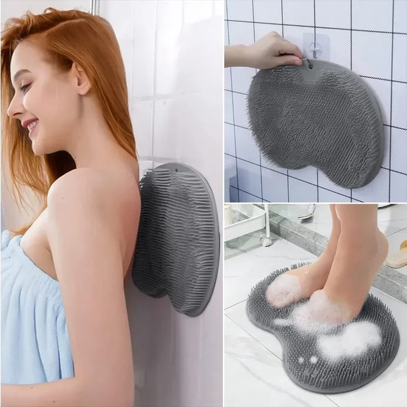Foot & Back Scrubber Body Shower Reusable Silicone Brush Foot Wash Mat  Wall Mat Foot Bathing