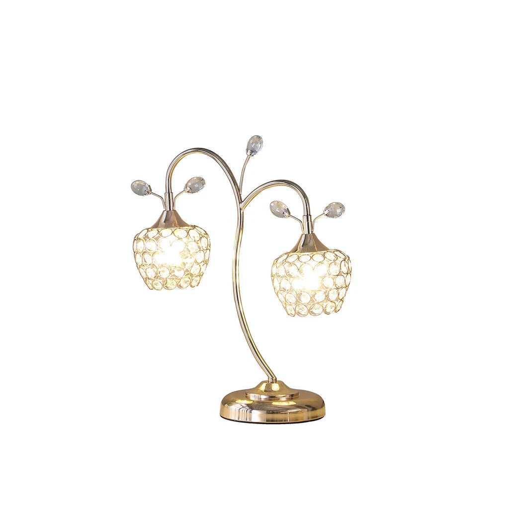 Rose Gold 2-Flower Clock Glass  Modern Simple Desk Lamp Iron Art