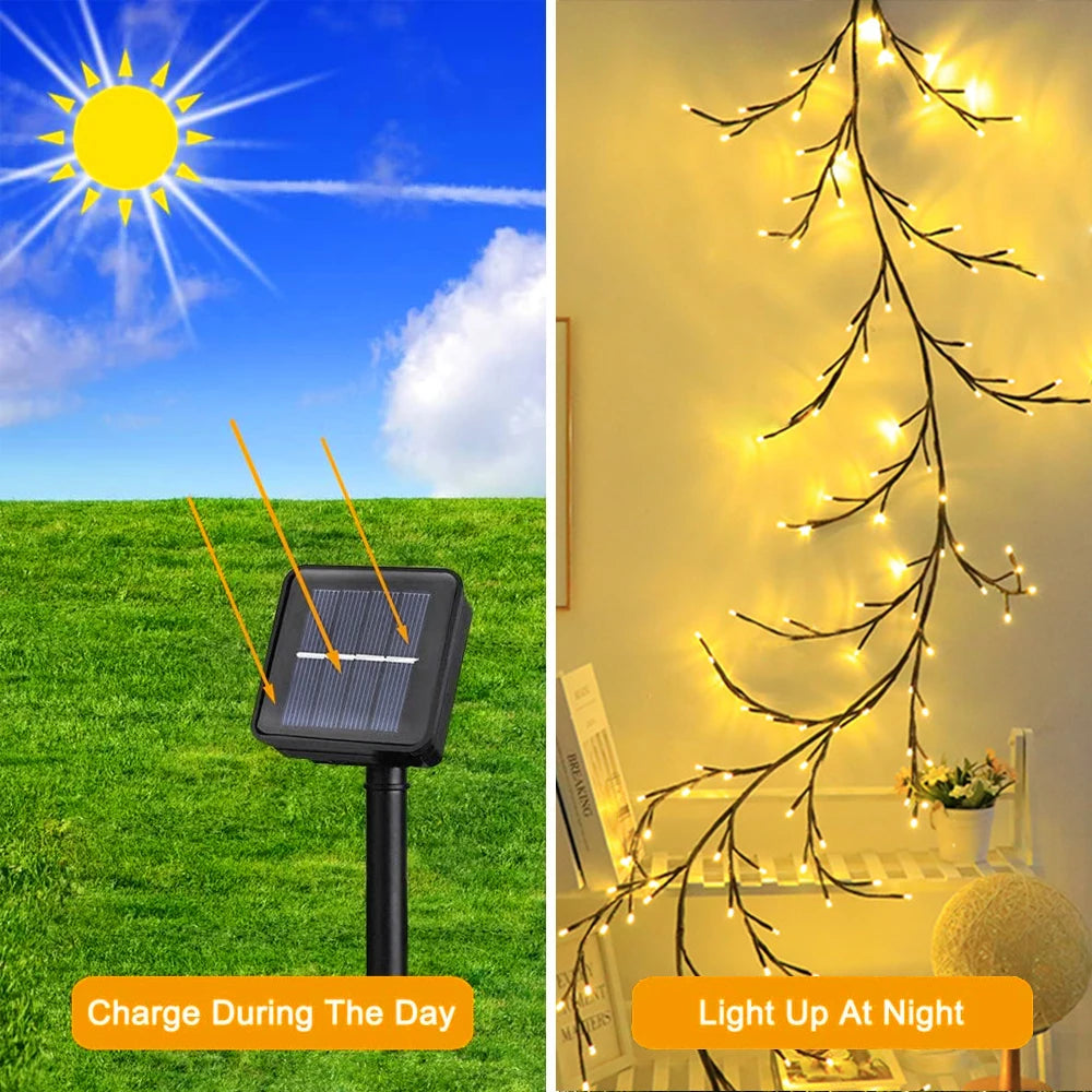 Outdoor Lighting  Solar Tree and Vine Lamp 96LED Tree Branches Light Waterproof Garland