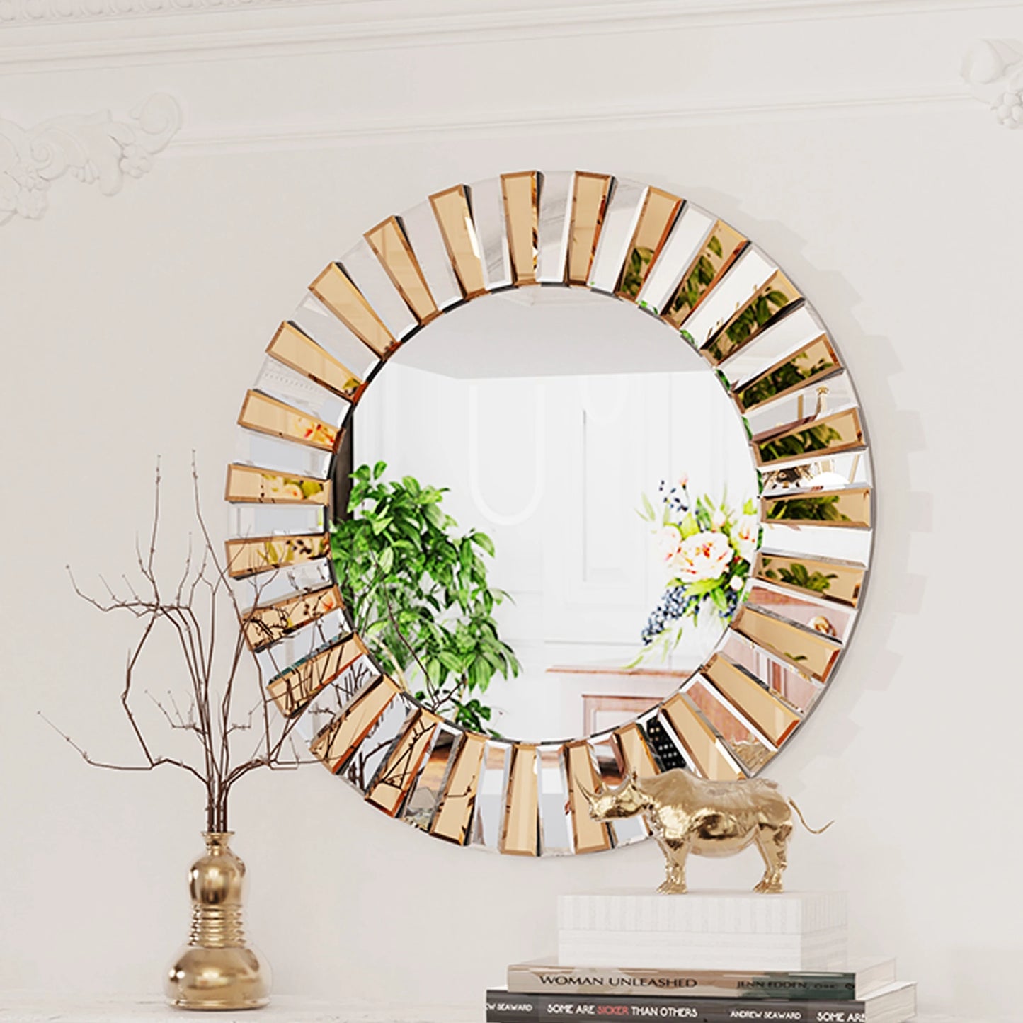 Decorative Mirror Round Sunburst Wall Mirror Accents