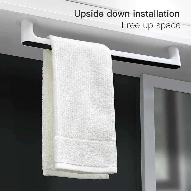 Self-adhesive Towel Holder Rack Wall Mounted Towel Hanger Bathroom Organizer  Kitchen