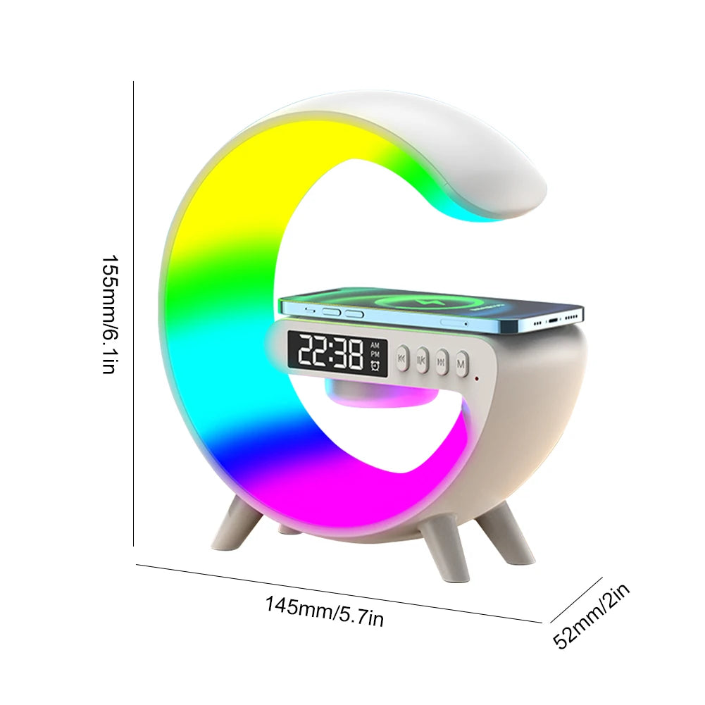 Wireless Speaker Charger Night Light with Alarm Clock Bedside Lamp LED