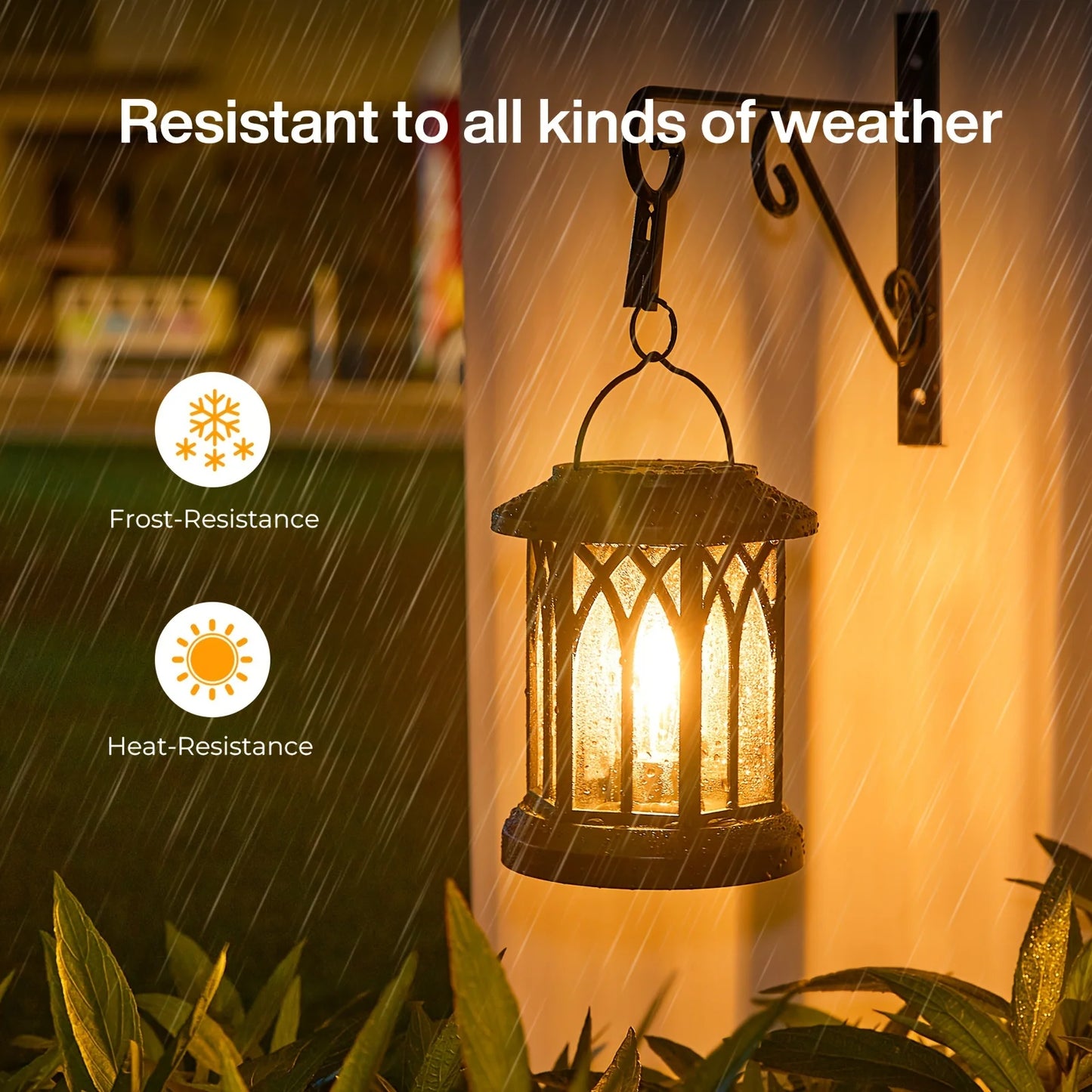 2 Pack Upgraded Bright Solar Lantern Lights Outdoor  (Warm Light)