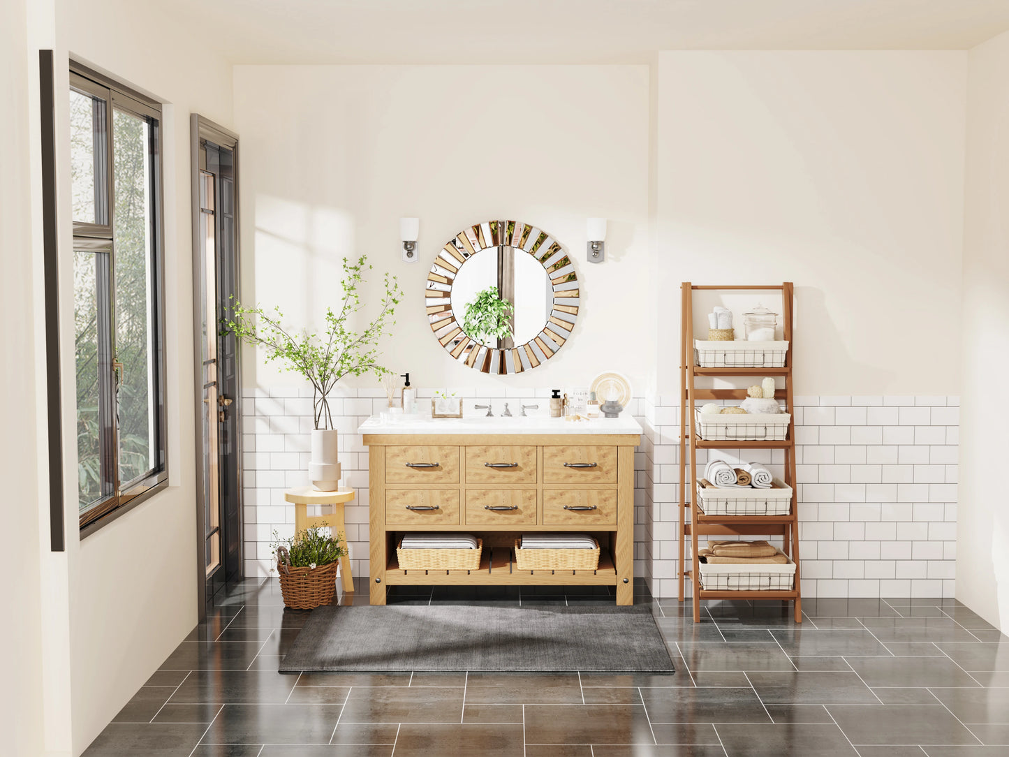 Decorative Mirror Round Sunburst Wall Mirror Accents