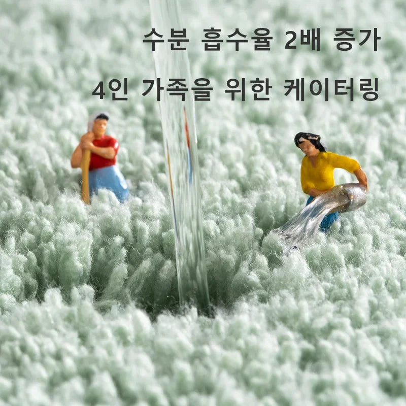 Long Cotton Plush Bath Mats, Thick Plush, Super Absorbent Quick Drying Anti Slip