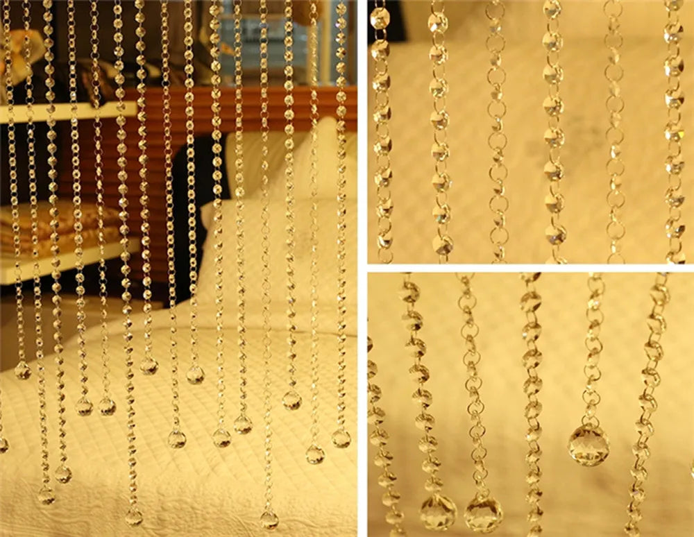 Fashion Crystal Glass Bead Curtain Luxury Living Room Bedrooms Window Door Ventana Enrollables