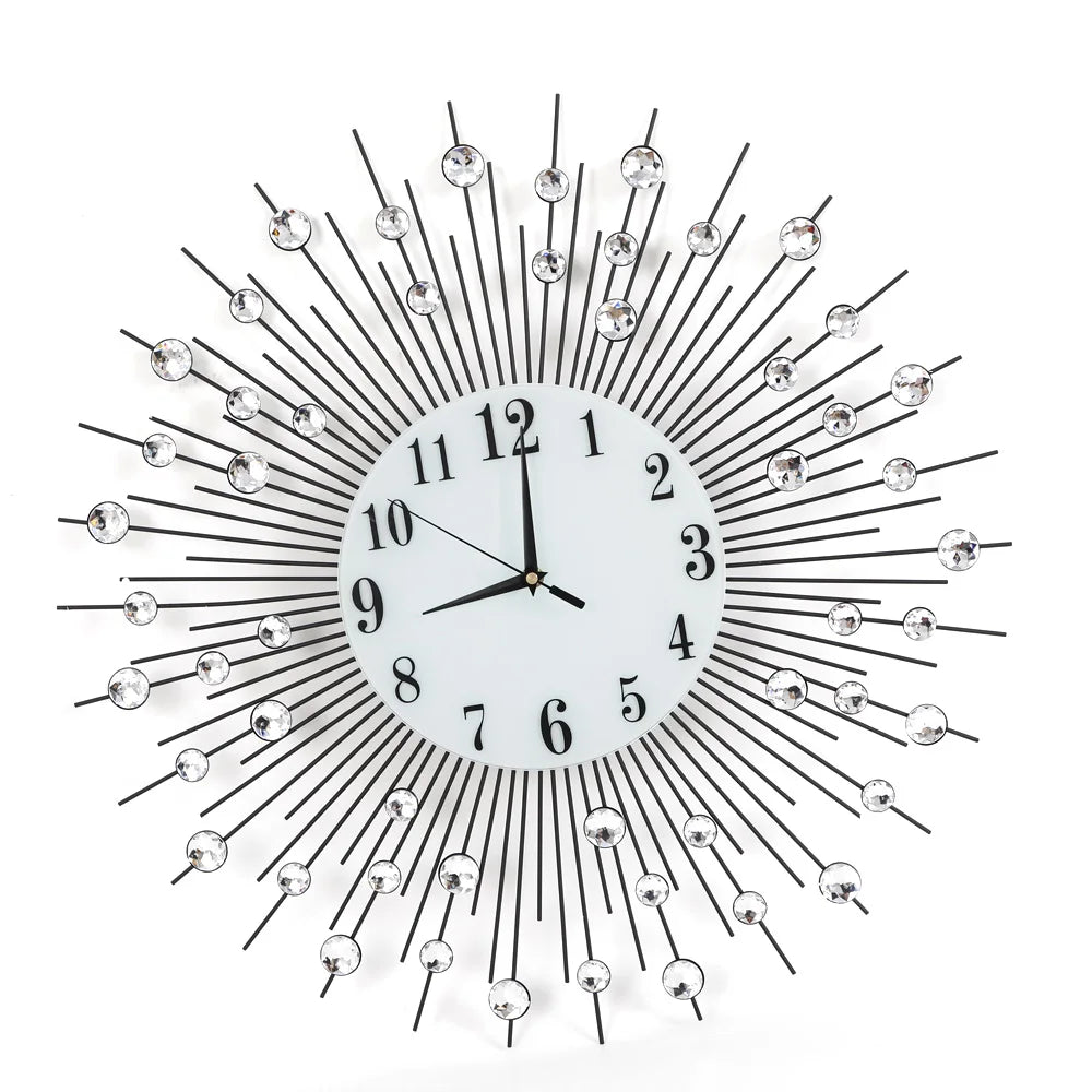 Wall Clock Luxury Wall Clock Diamond Studded Sparkling Bling High Quality Machine Core Metal Clock