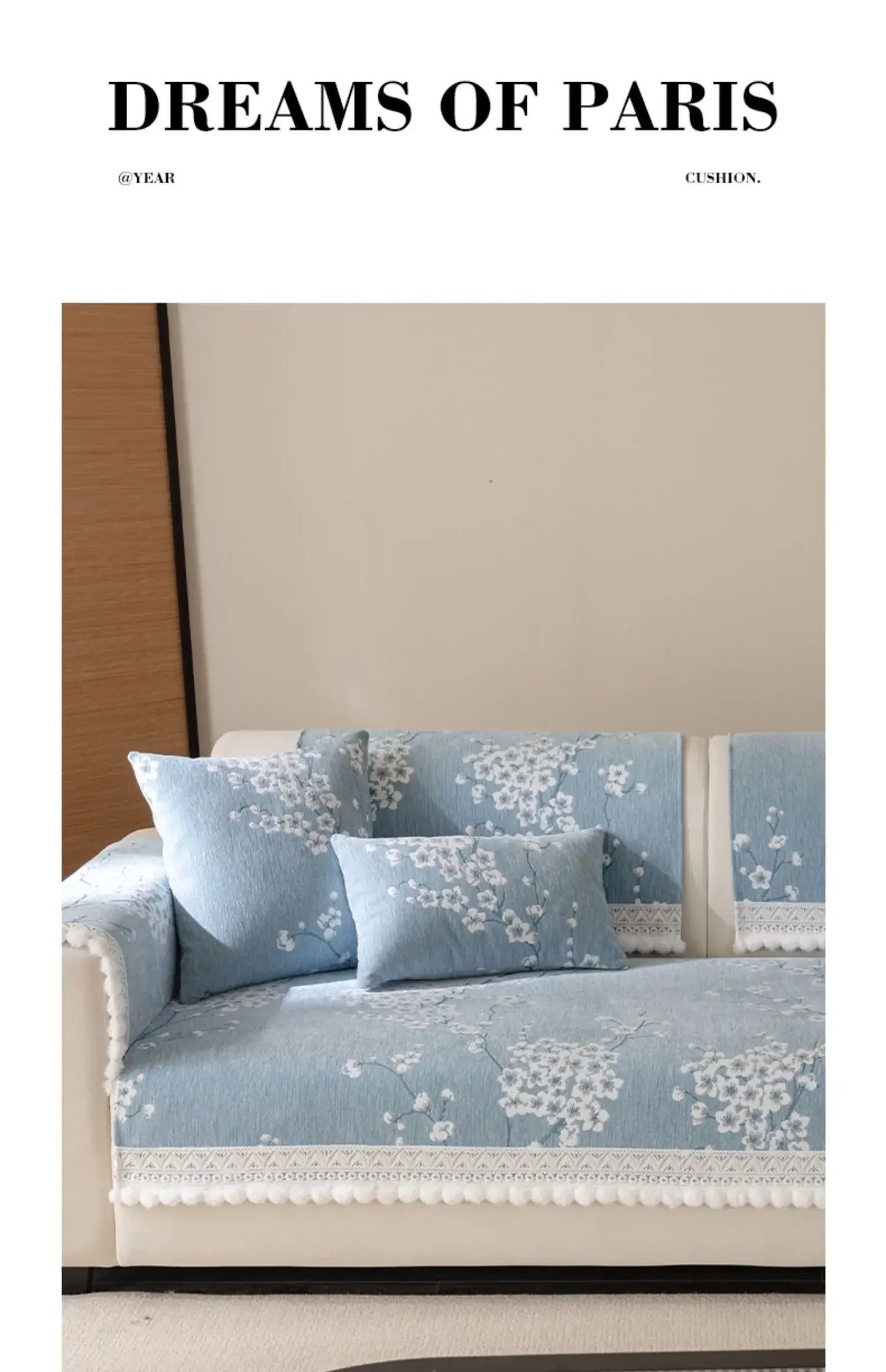 Chenille Flowers Sofa Cover All Season Non-slip Couch Protector