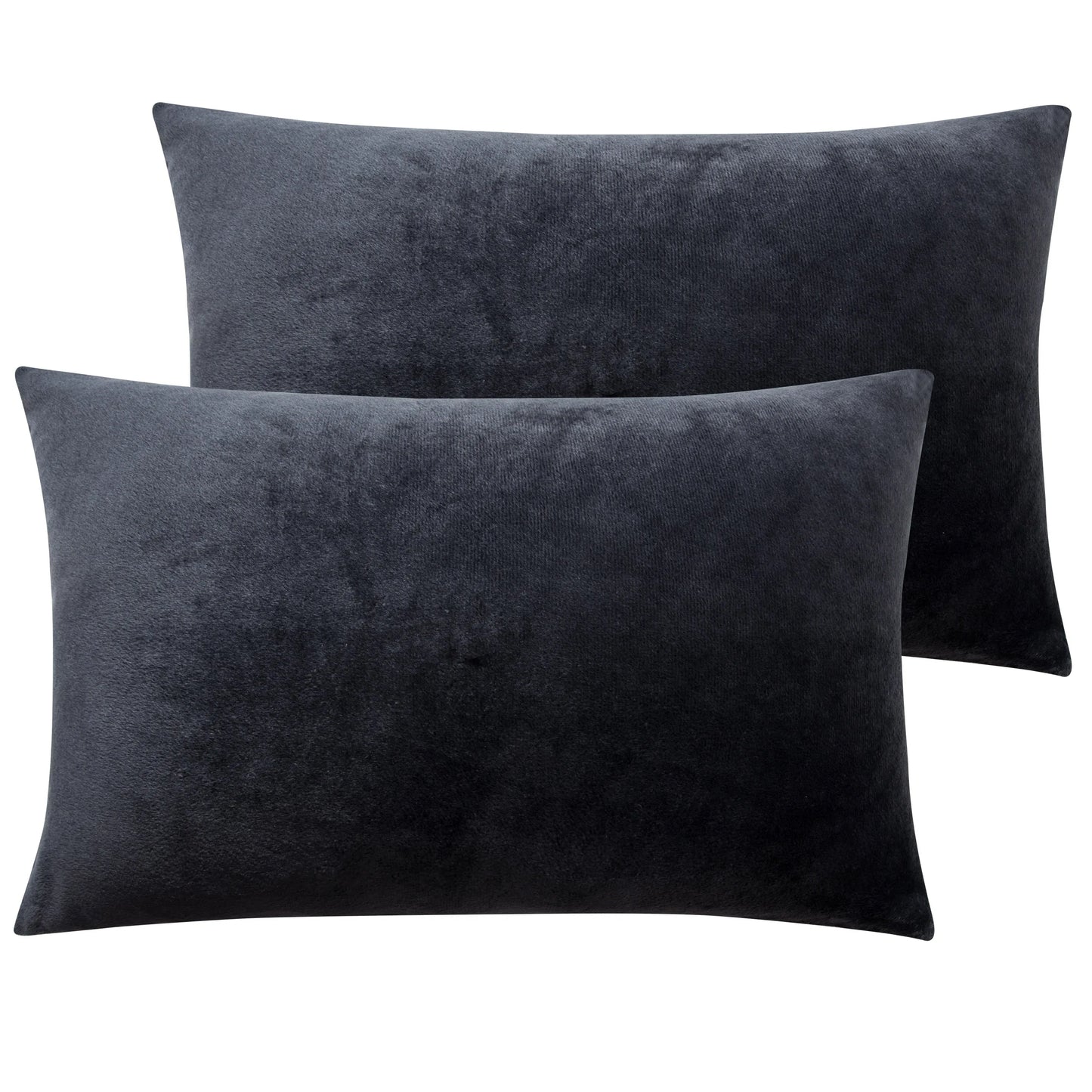 2 Pack Velvet Hidden Zippered Pillowcases, Super Soft and Cozy Luxury Solid Color