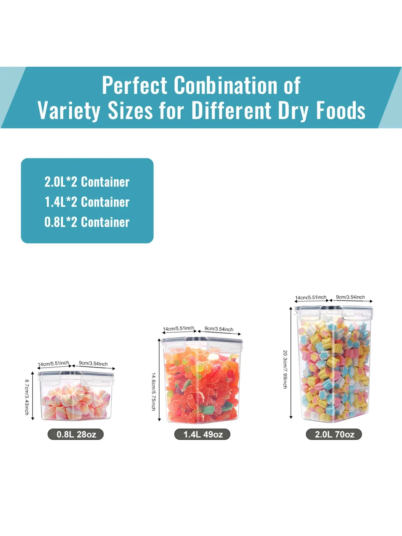 6pcs storage and organization labeled and marked airtight food storage containers