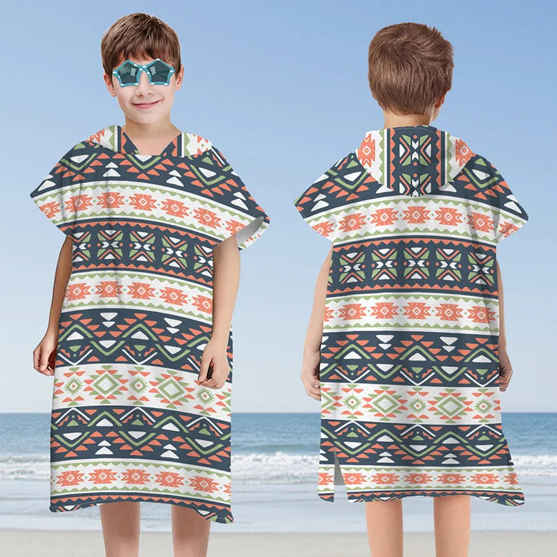Hooded Kids Beach Towels Toddler Bath Towel Girls Boys Swim Cover-ups  Soft Microfiber Poncho