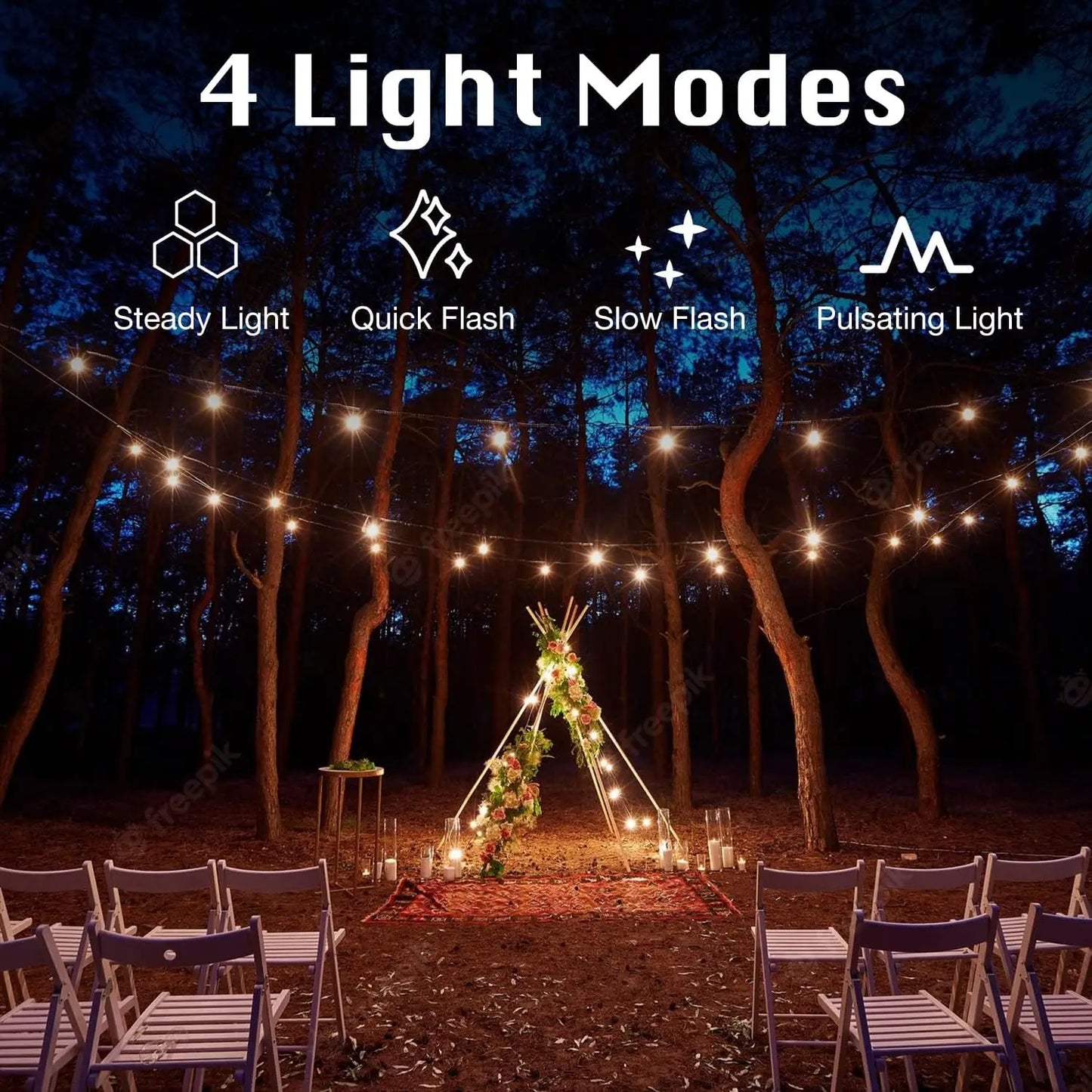 50 Feet Solar Outdoor String Lights, 2700K Warm White Hanging Lights, Weather-Resistant Materials, 12+1 Shatterproof Bulbs