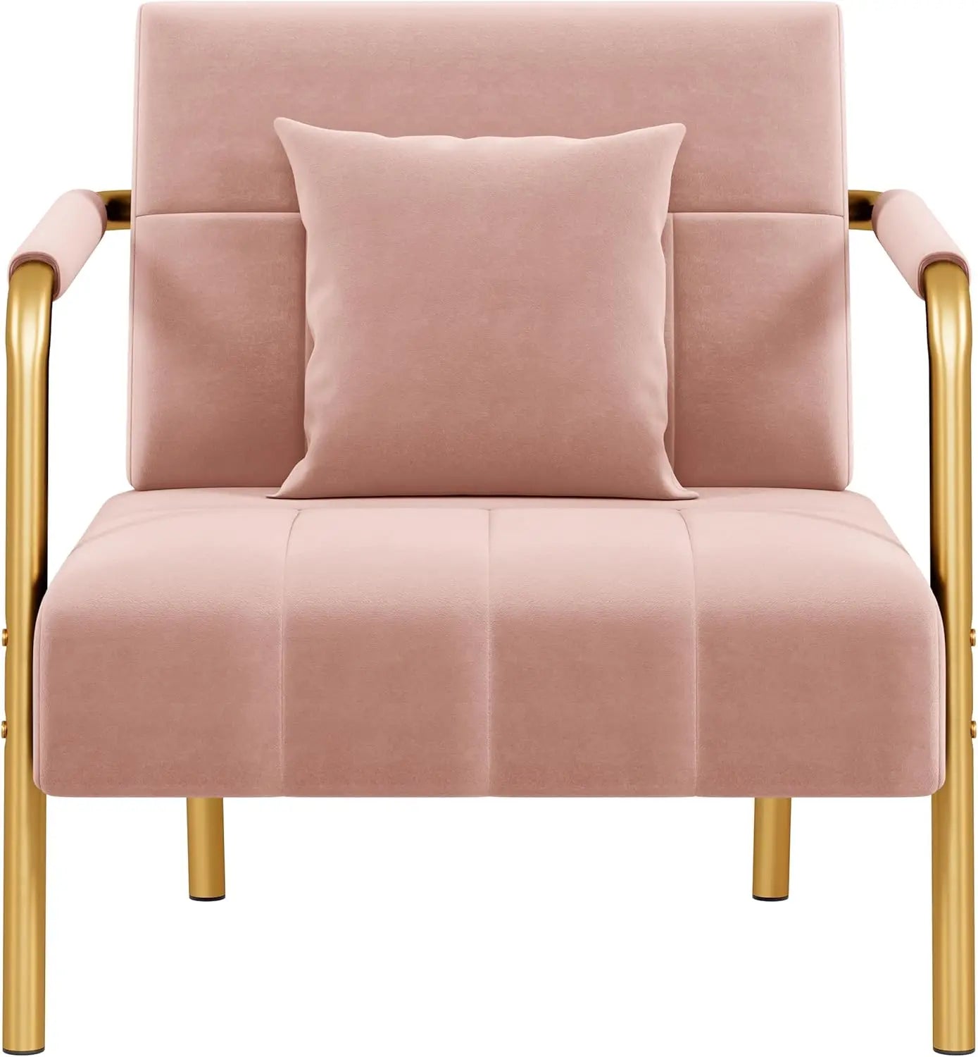 30" W Accent Chair Velvet Oversized Armchair with Golden Frame & Cozy Pillow