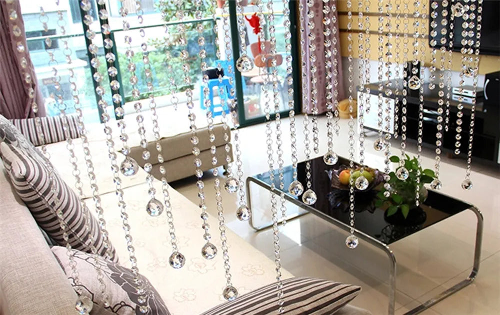 Fashion Crystal Glass Bead Curtain Luxury Living Room Bedrooms Window Door Ventana Enrollables