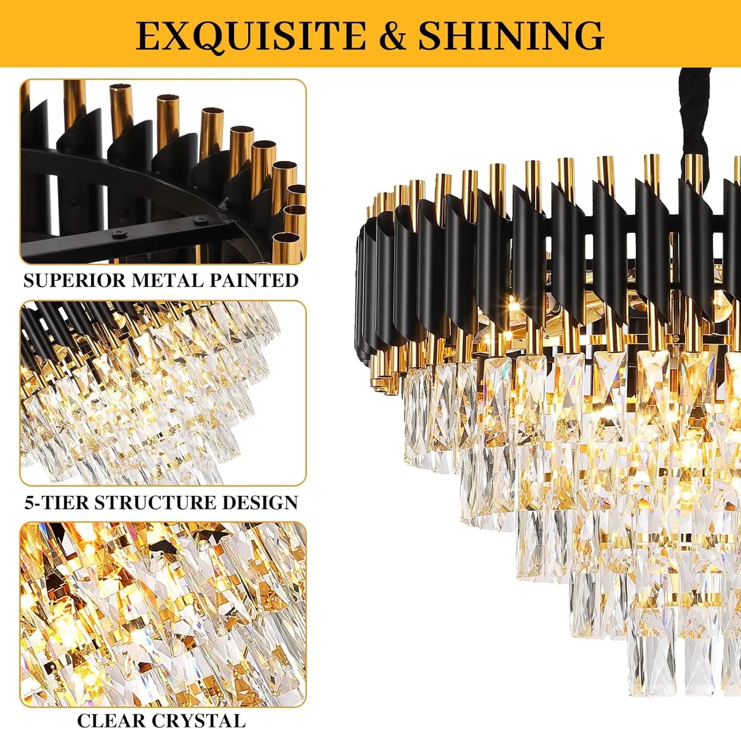 Luxury Pendant Lights Crystal Aluminum Chandelier  Indoor Lighting  Decor