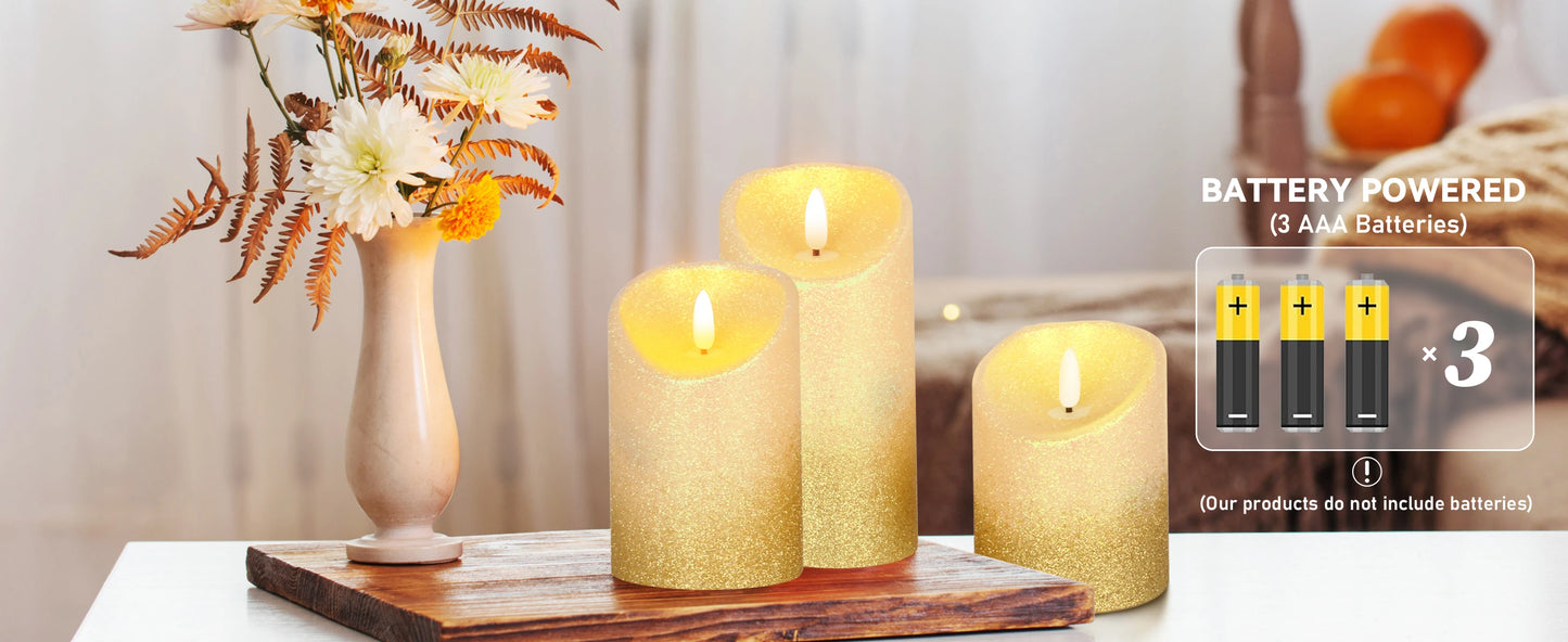 3pcs Pack LED Rechargeable Flameless Taper Candle Battery Operated