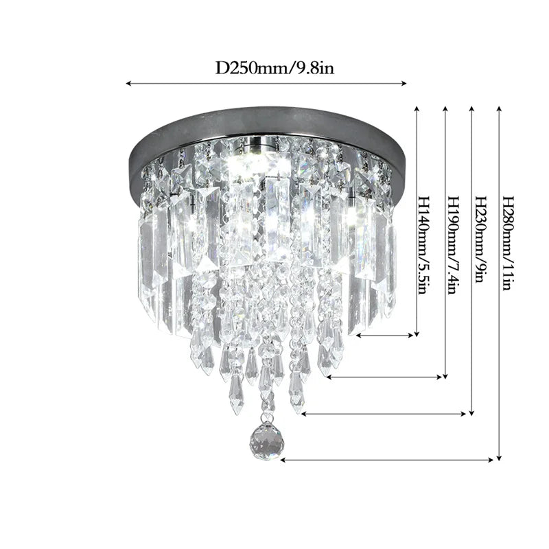 Indoor Crystal Ceiling Lamp Flush Mount Modern Led Chandelier Stainless Steel