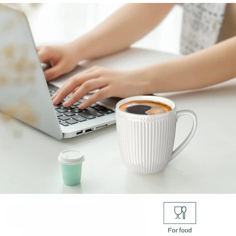 Set of 6, White , Porcelain, Easy to Grip Mug Sets