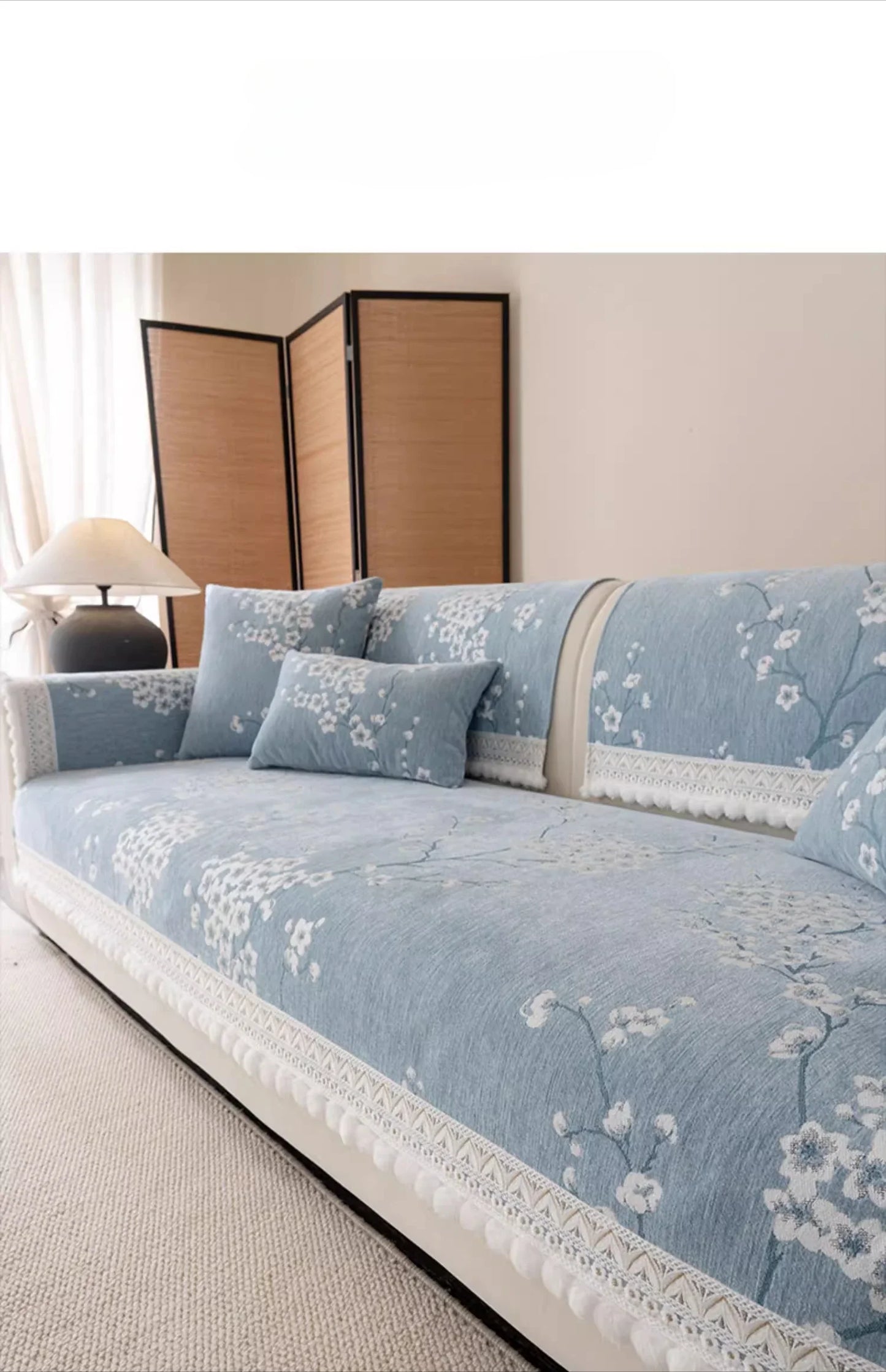 Chenille Flowers Sofa Cover All Season Non-slip Couch Protector