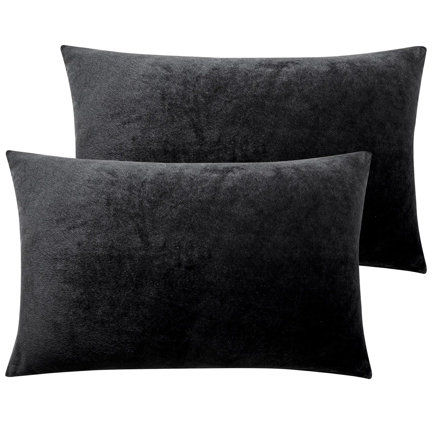 2 Pack Velvet Hidden Zippered Pillowcases, Super Soft and Cozy Luxury Solid Color