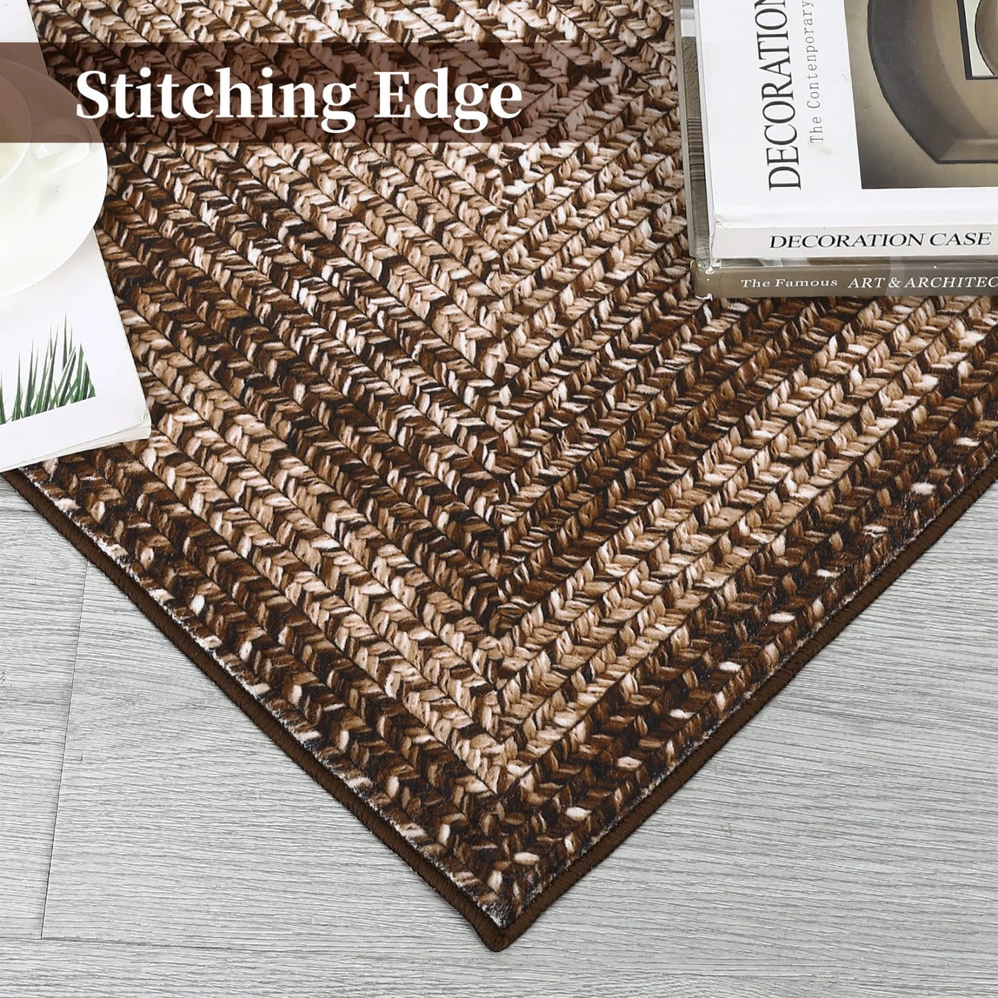Washable Area Rugs Large Rugs for Living Room Modern Braided Print Non Slip
