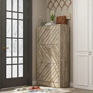 Modern Shoe Cabinet with 3 Flip Drawers, Freestanding Shoe Storage Cabinet,