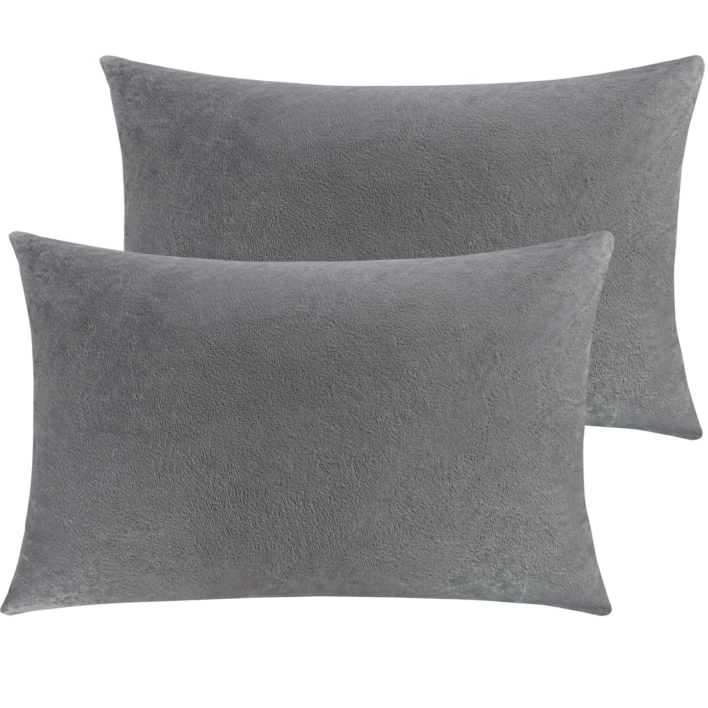 2 Pack Velvet Hidden Zippered Pillowcases, Super Soft and Cozy Luxury Solid Color
