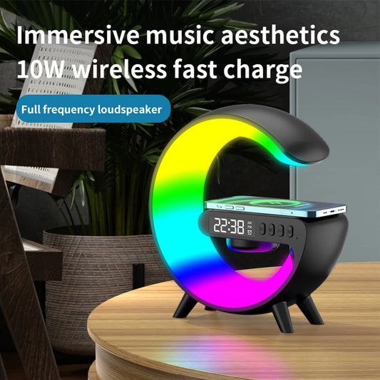 Wireless Speaker Charger Night Light with Alarm Clock Bedside Lamp LED