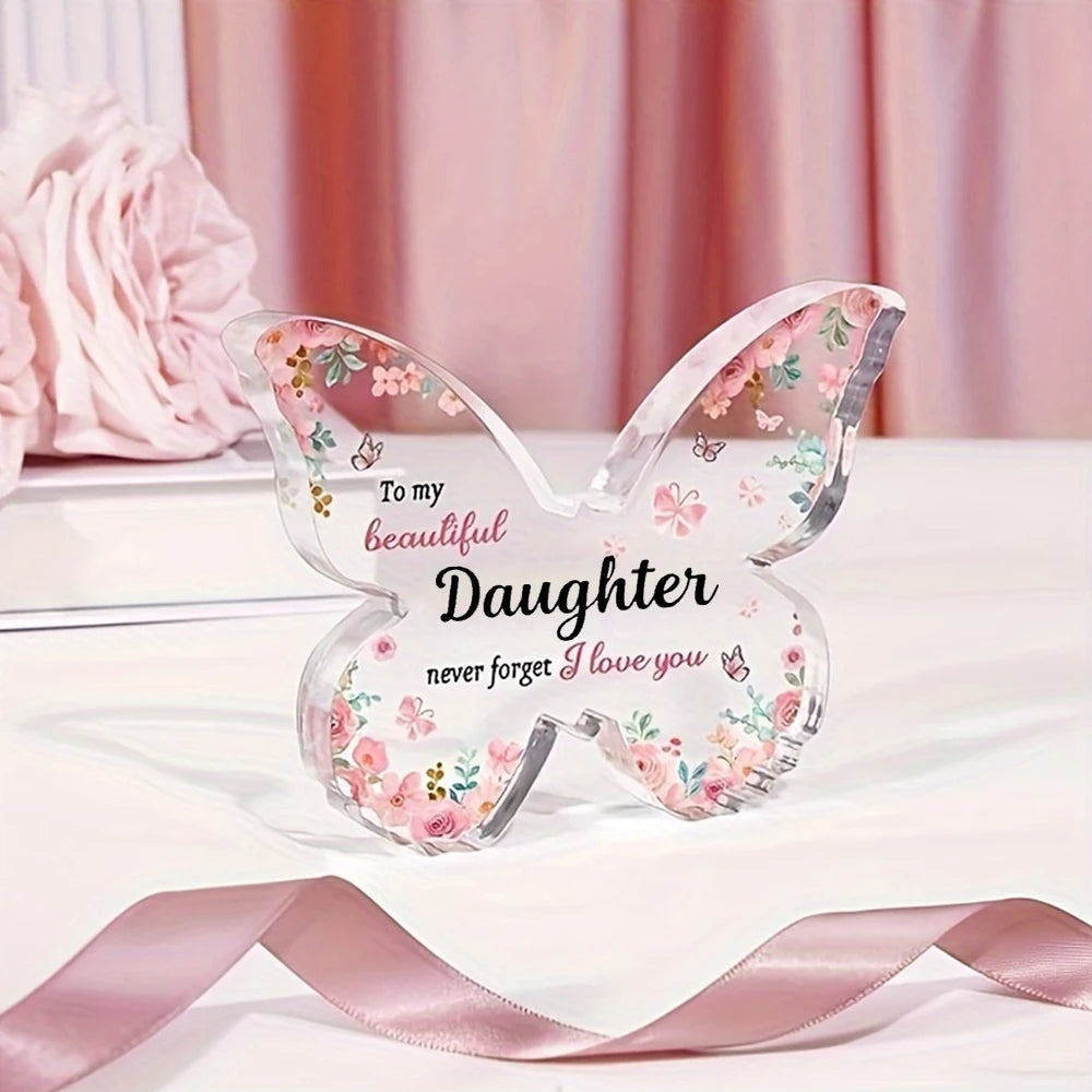 Butterfly-shaped Acrylic Plaque Decoration Loving Message Board for Daughter