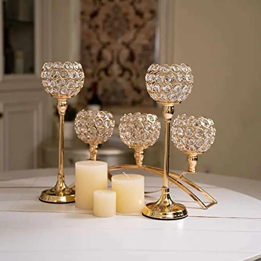 Gold Candle Holders/ Tealight Candle Holder/ Canldle Holder for Living Room or Wedding Decor