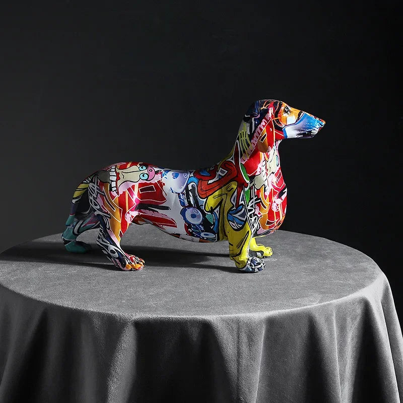 Home Modern Painted Colorful Dachshund Dog Decoration