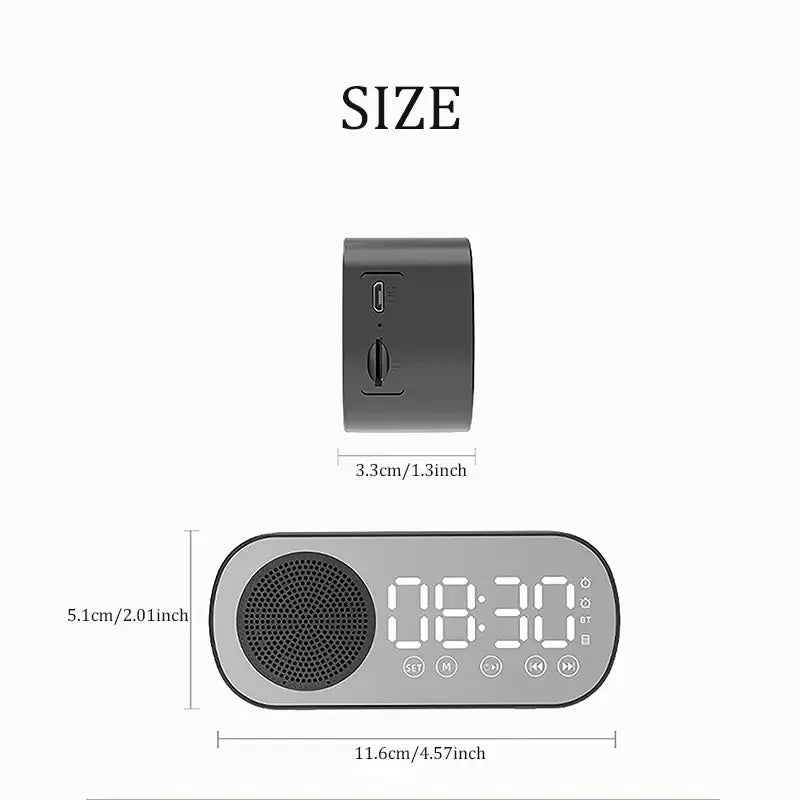 Digital Alarm Clock Wireless Bluetooth Speaker TF FM Radio Sound Box Subwoofer