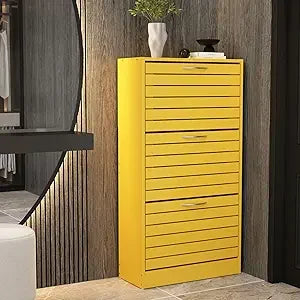 Modern Shoe Cabinet with 3 Flip Drawers, Freestanding Shoe Storage Cabinet,
