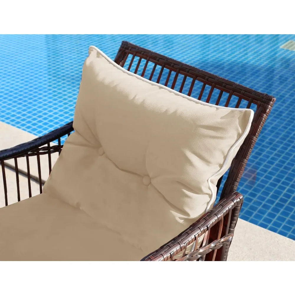 3 Pieces Patio Furniture Set, Wicker Rocking Chairs Bistro Set with Coffee Table