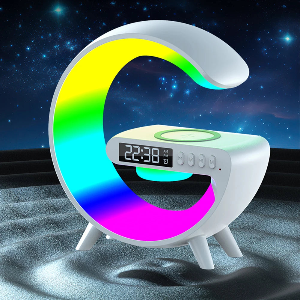 Wireless Speaker Charger Night Light with Alarm Clock Bedside Lamp LED