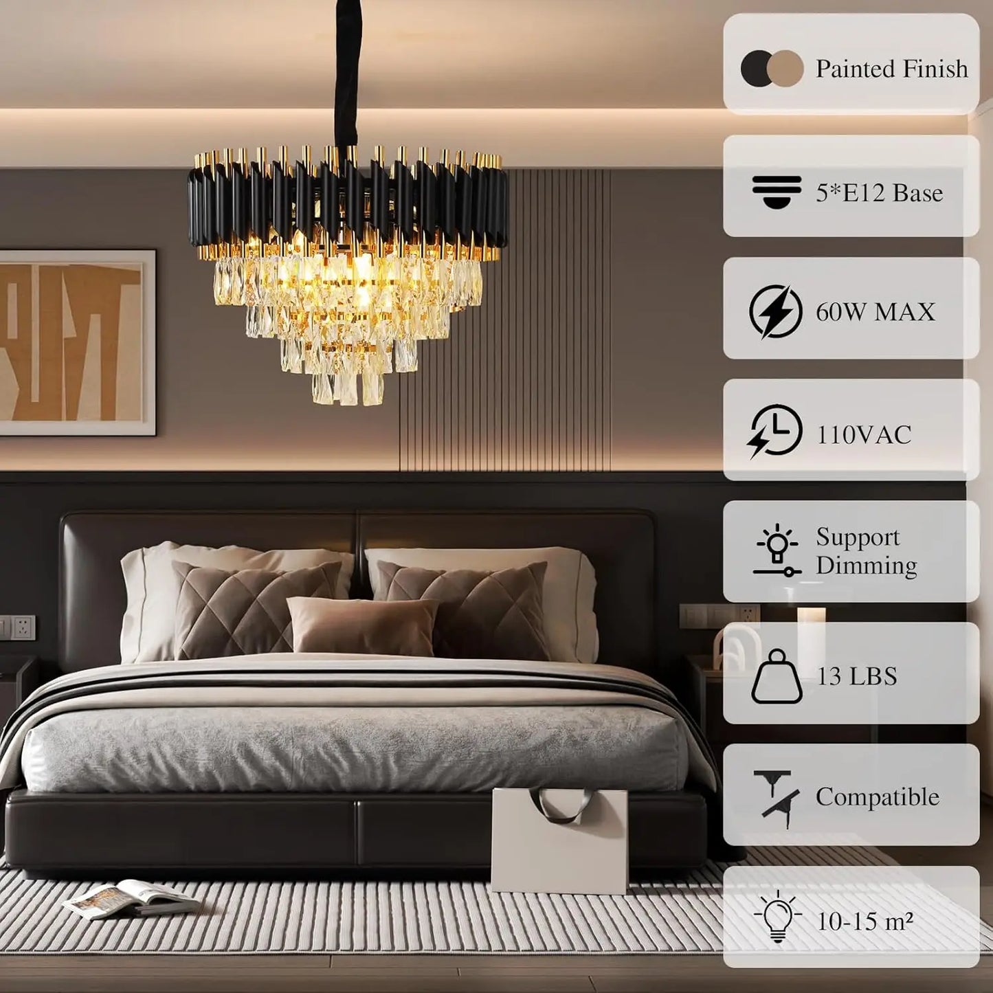 Luxury Pendant Lights Crystal Aluminum Chandelier  Indoor Lighting  Decor